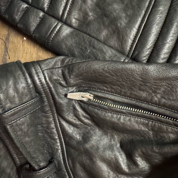 The Arrivals Women Real Black Lamb Leather and Detachable Fur collar Jacket M - Picture 10 of 12